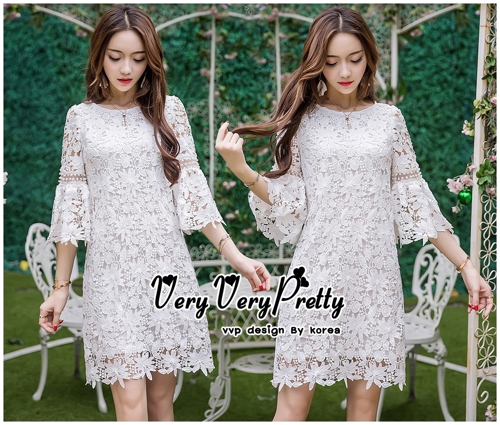 พร้อมส่ง เดรสผ้าลูกไม้ทั้งตัวสุดหรู