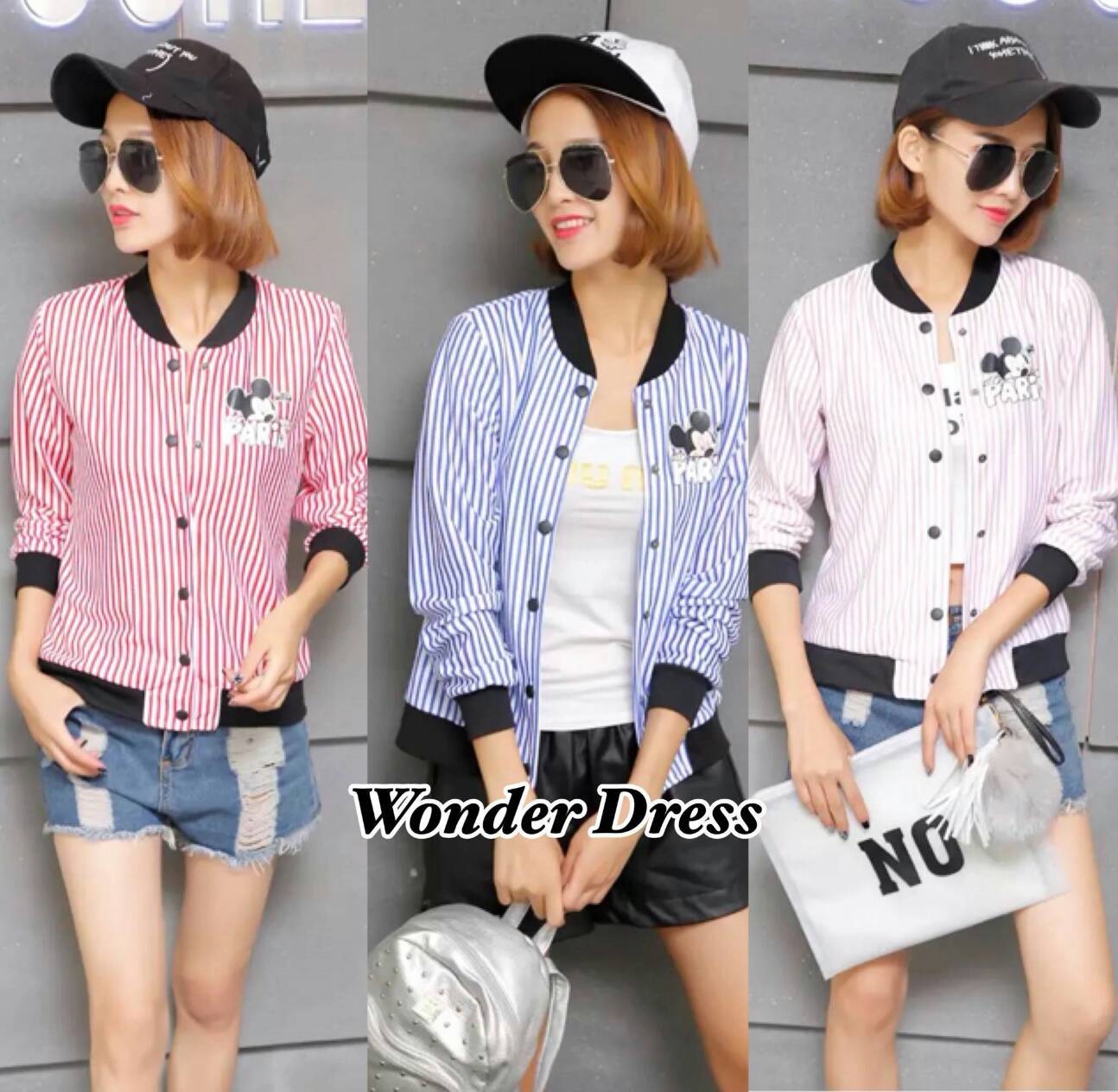 เสื้อเกาหลี พร้อมส่ง เสื้อแจ๊คเก๊ต ผ้ากึ่งฟองน้ำเนื้อดี