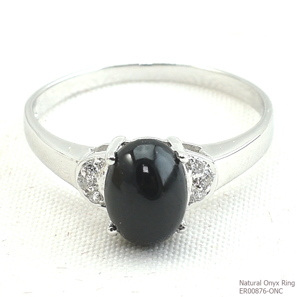 SKJewelryFactory แหวนนิลแท้ เจียรนัยหลังเบี้ย ดีไซน์คลาสสิค เน้นโชว์ความโดดเด่นของพลอย ER00876-ONC
