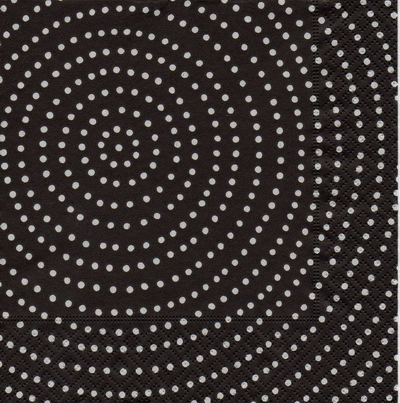 แนวภาพลายแต่ง จุดขาวพื้นดำ ลายวนๆ Tiny Dot เป็นภาพเต็มแผ่น กระดาษแนพกิ้นสำหรับทำงาน เดคูพาจ Decoupage Paper Napkins ขนาด 33X33cm