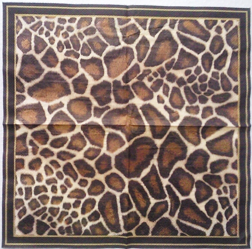 แนวภาพลายแต่ง ซาฟารี Skin ขนยีราฟ Safari Giraff เป็นภาพครึ่งแผ่น กระดาษแนพกิ้นสำหรับทำงาน เดคูพาจ Decoupage Paper Napkins ขนาด 33X33cm