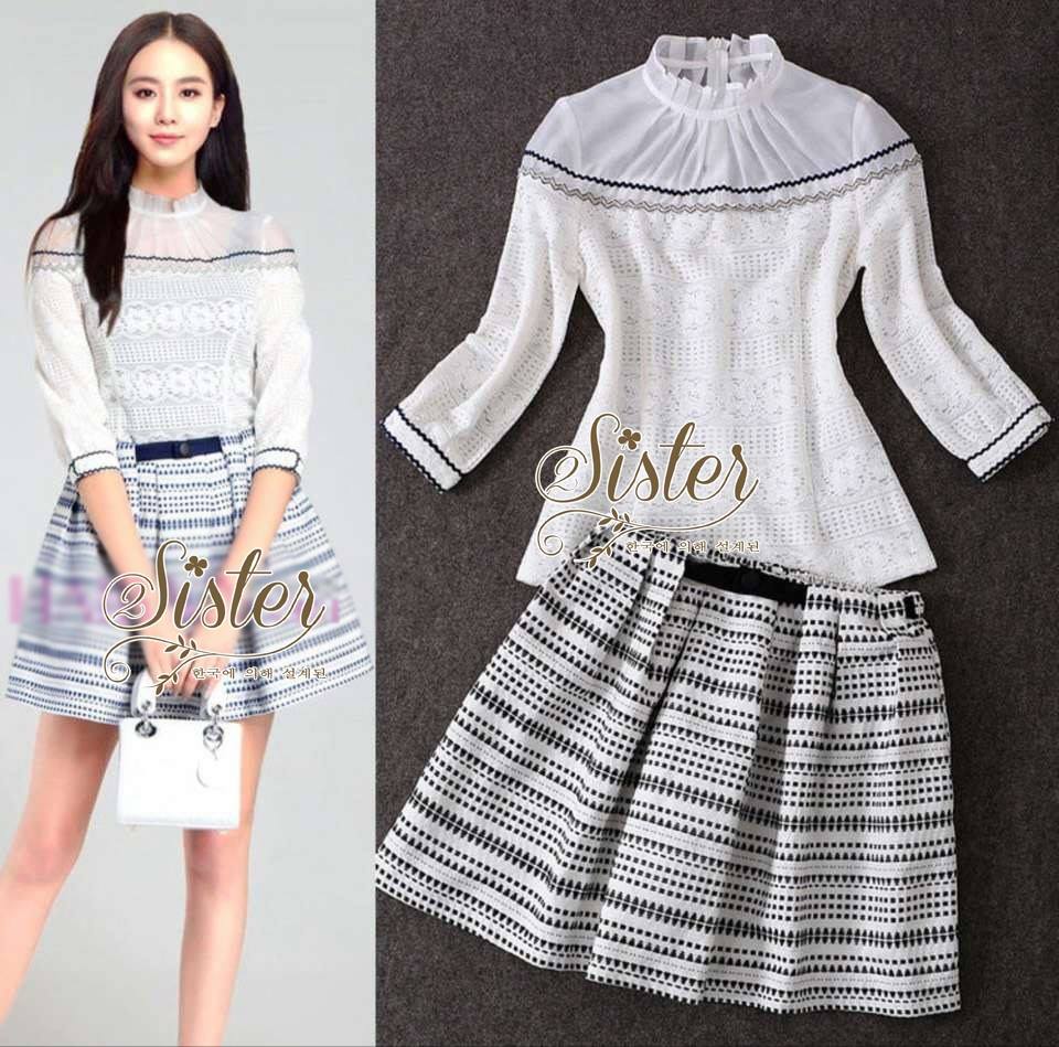 พร้อมส่ง เซ็ตเสื้อ+กระโปรงเข้าชุดกัน เสื้อผ้าแฟชั่น