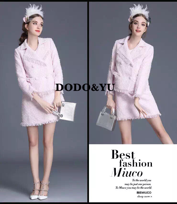 พร้อมส่ง เสื้อคลุมผ้าทวีตชาแนลสีชมพูแบรนด์ดัง Dior