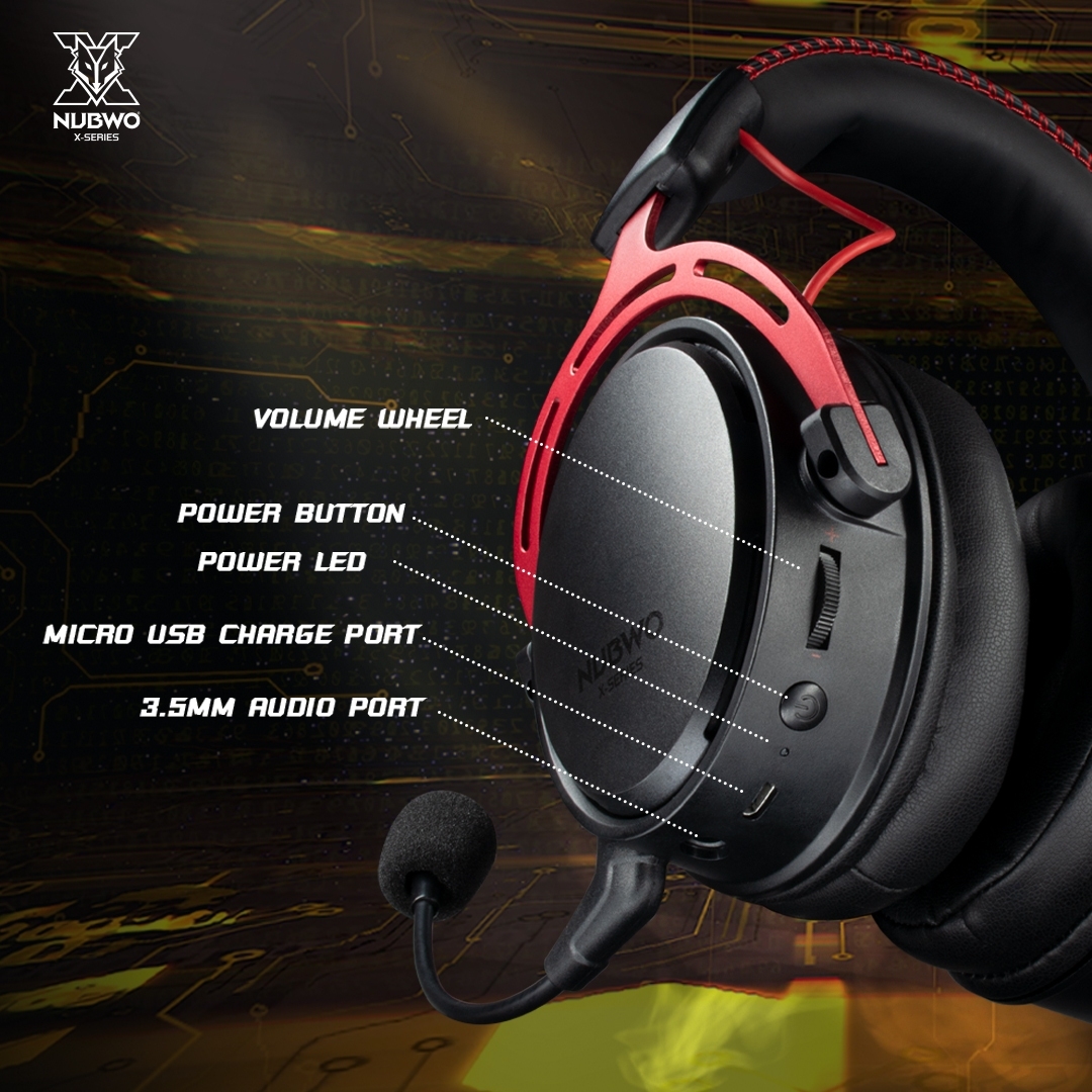 HEADSET WIRELESS GAMING NUBWO-X X80 PRO
