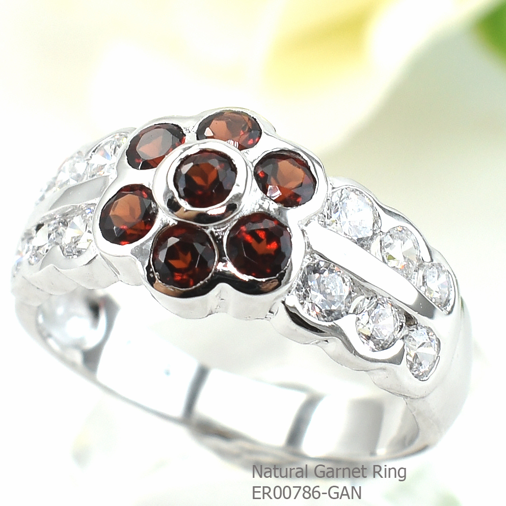 SKJewelryFactory แหวนดอกไม้ พลอยโกเมนแท้ แหวนพลอยโกเมนแท้ ER00786-GAN