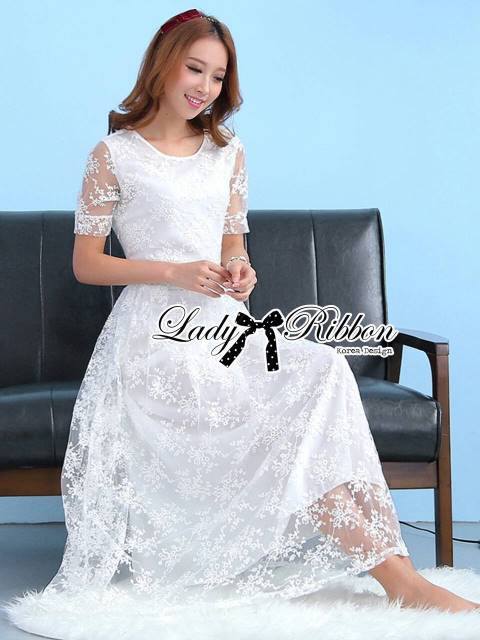 พร้อมส่ง เดรสผ้าลูกไม้สไตล์คลาสสิกวินเทจ