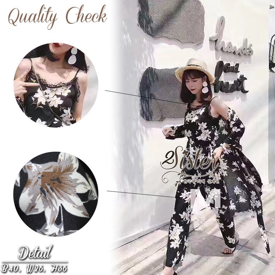 เสื้อผ้าเกาหลี พร้อมส่ง เซ็ตเสื้อ+กางเกง