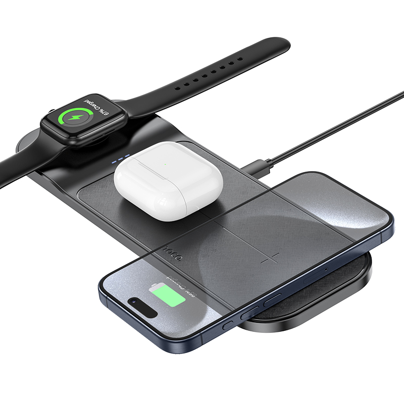 Hoco CQ5 แท่นชาร์จไร้สาย Wireless Charger 3-In-1 (IOS)