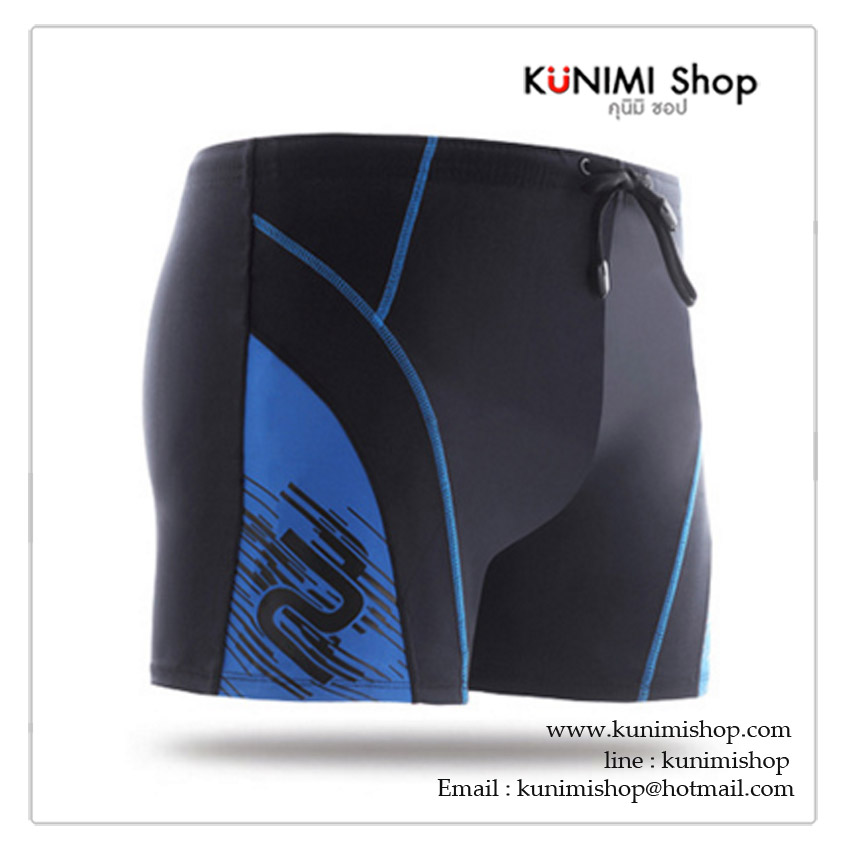 SM001 กางเกงว่ายน้ำผู้ชาย สีกรมท่า ลายสวยสีฟ้า เอวยางยืด มึ 4 ขนาด M , L , XL , XXL เลื่อนลงไปเลือกขนาดด้านล่างได้ครับ