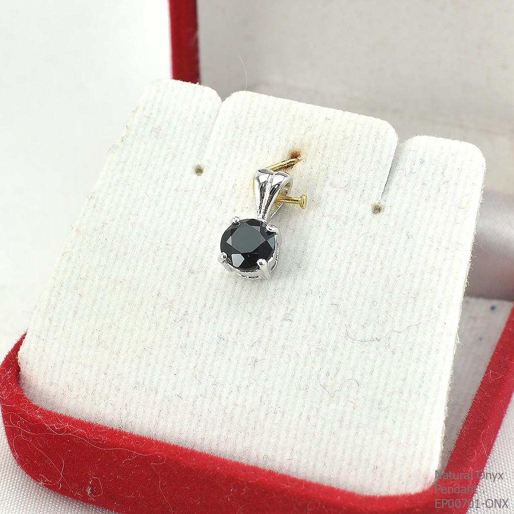 SKJewelryFactory EP00701-ONX จี้เงินแท้92.5% จี้นิลแท้ จี้นิลเงินแท้