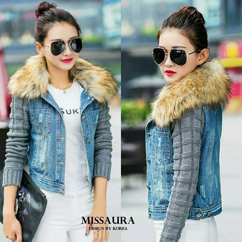 เสื้อเกาหลี พร้อมส่ง เสื้อแจ็คเก็ตยีนส์