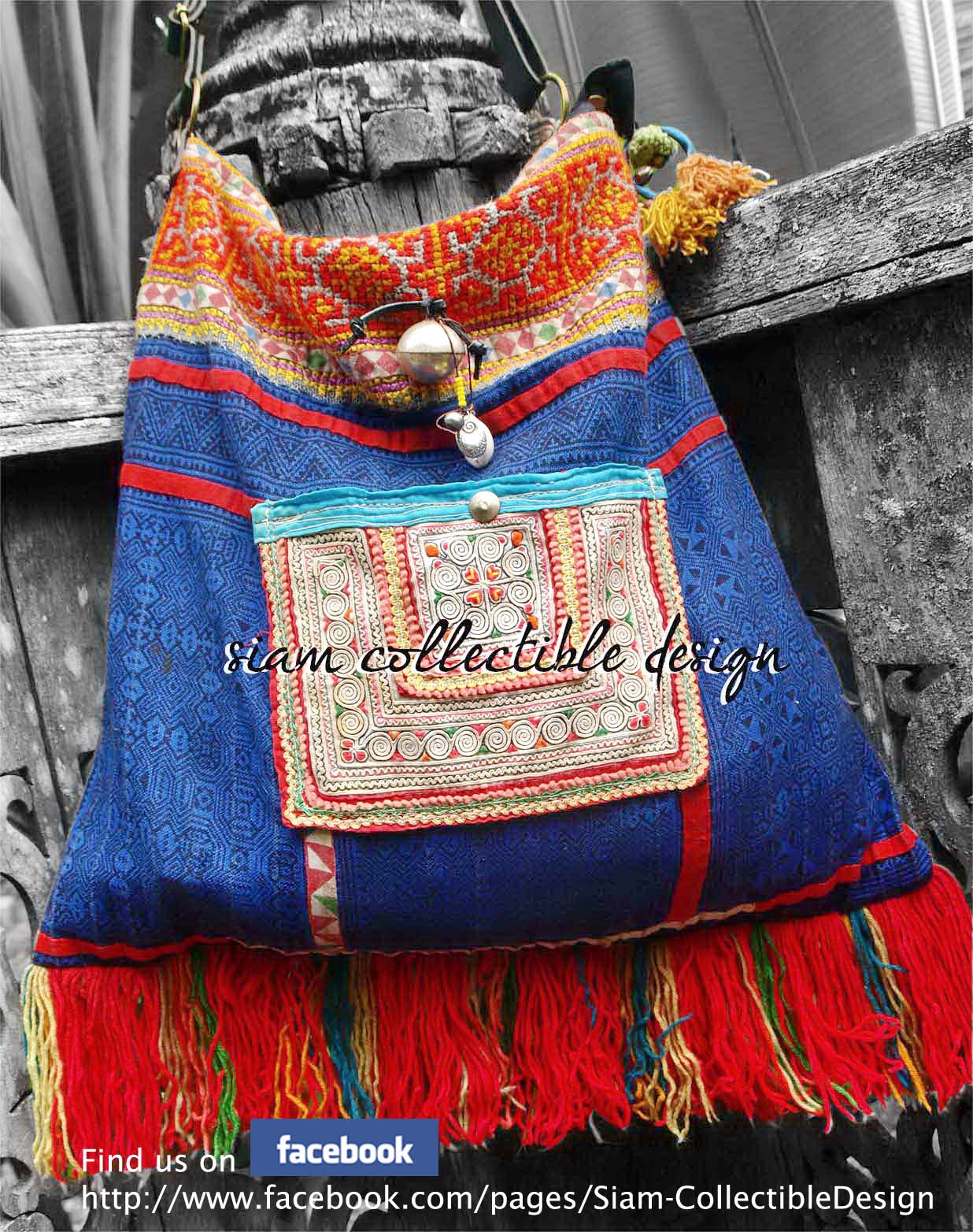 กระเป๋าผ้าแม้ว /Hmong textile tassel cross body bag HB 290
