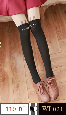 ถุงน่องแบบเต็มตัว สีทูโทน สีเนื้อ และสีดำ ลายกระต่าย สวยหวานน่ารัก ขนาด : FREE SIZE 