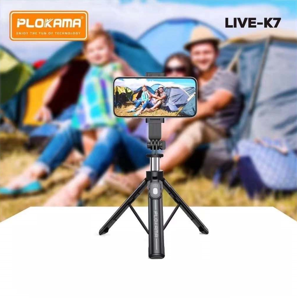 PLOKAMA K7 Tripod 3in1 Selfie Stick Remote Bluetooth ไม้เซลฟี่+ขาตั้ง+รีโมทบลูทูธ