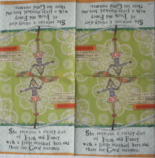 แนวภาพคำคม Faith and Fancy กระดาษแนพคินสำหรับทำงาน เดคูพาจ Decoupage Paper Napkins เป็นภาพ 4 บล๊อค ขนาด 25X25 ซม