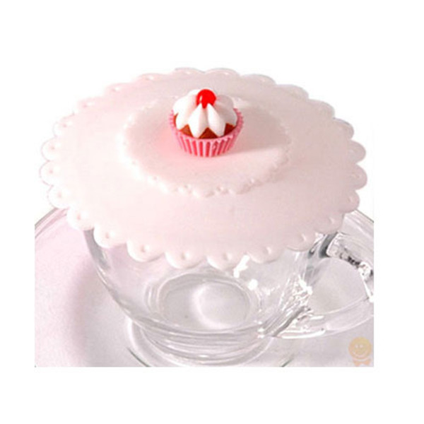 ฝาปิดแก้วซิลิโคน กดปุบดูดปับ สินค้าจากญี่ปุ่น น่ารักมาก ลาย cup cake