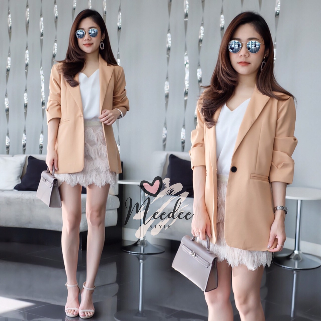 เสื้อผ้าแฟชั่นเกาหลี พร้อมส่ง Blazer ปกสูท