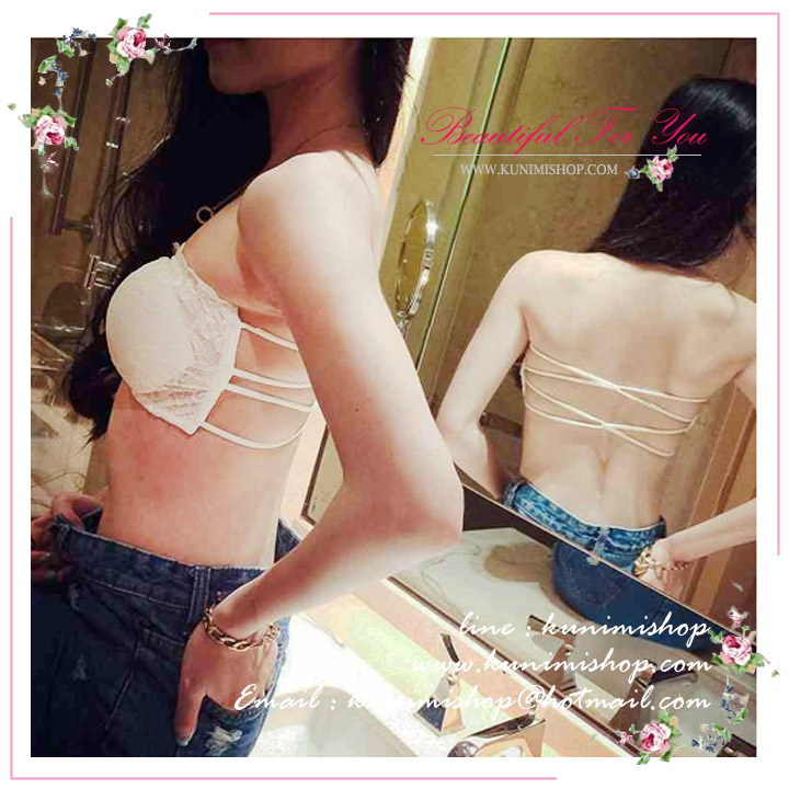 เสื้อซับใน เสื้อเกาะอกครึ่งตัว ผ้าลูกไม้ มีฟองน้ำซับใน ด้านหลังดีไซด์เก๋ สวยเซ็กซี่ ขนาด Free Size สำหรับรอบอกไม่เกิน 35 นิ้ว มี 2 สี ขาว และ ดำ