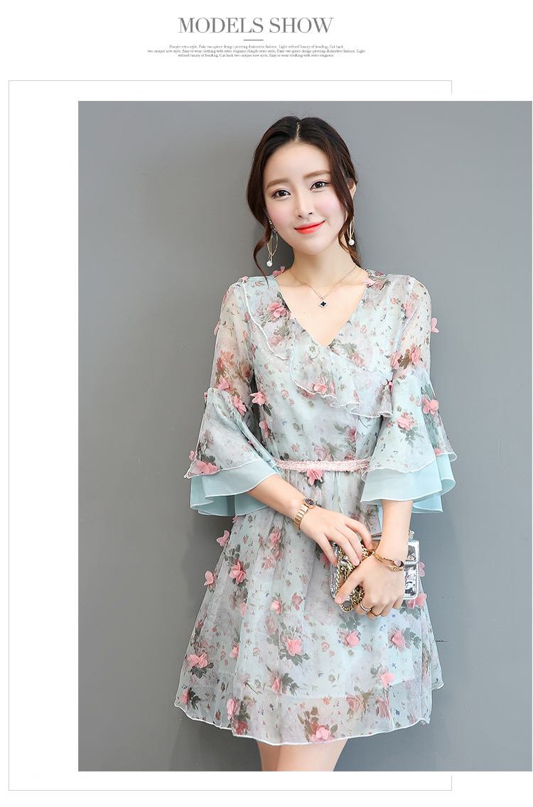 พร้อมส่ง เดรสลายดอกกุหลาบ