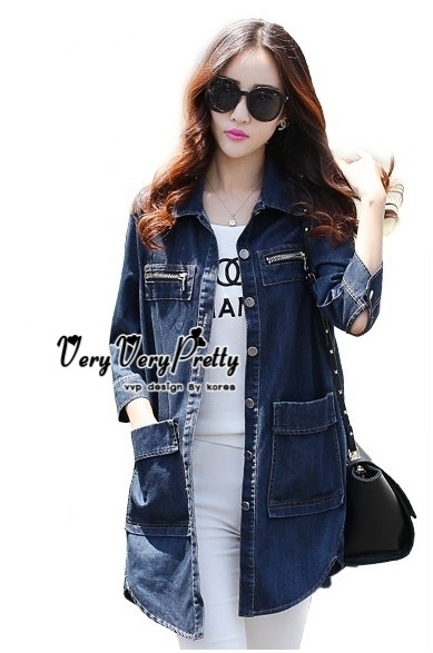 พร้อมส่ง เสื้อยีนส์ตัวยาวทรงโค้ท