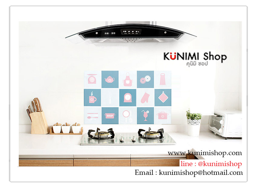 GK350 แผ่นพลาสติก ติดผนัง กันเปื้อน กันคราบน้ำมัน คราบสกปรก ใช้ติดผนังผิวเรียบ ่เช่น กระเบื้อง กระจก สามารถเช็ดล้างทำความสะอาดได้ครับ ยาว 75 * สูง 45 ซม.