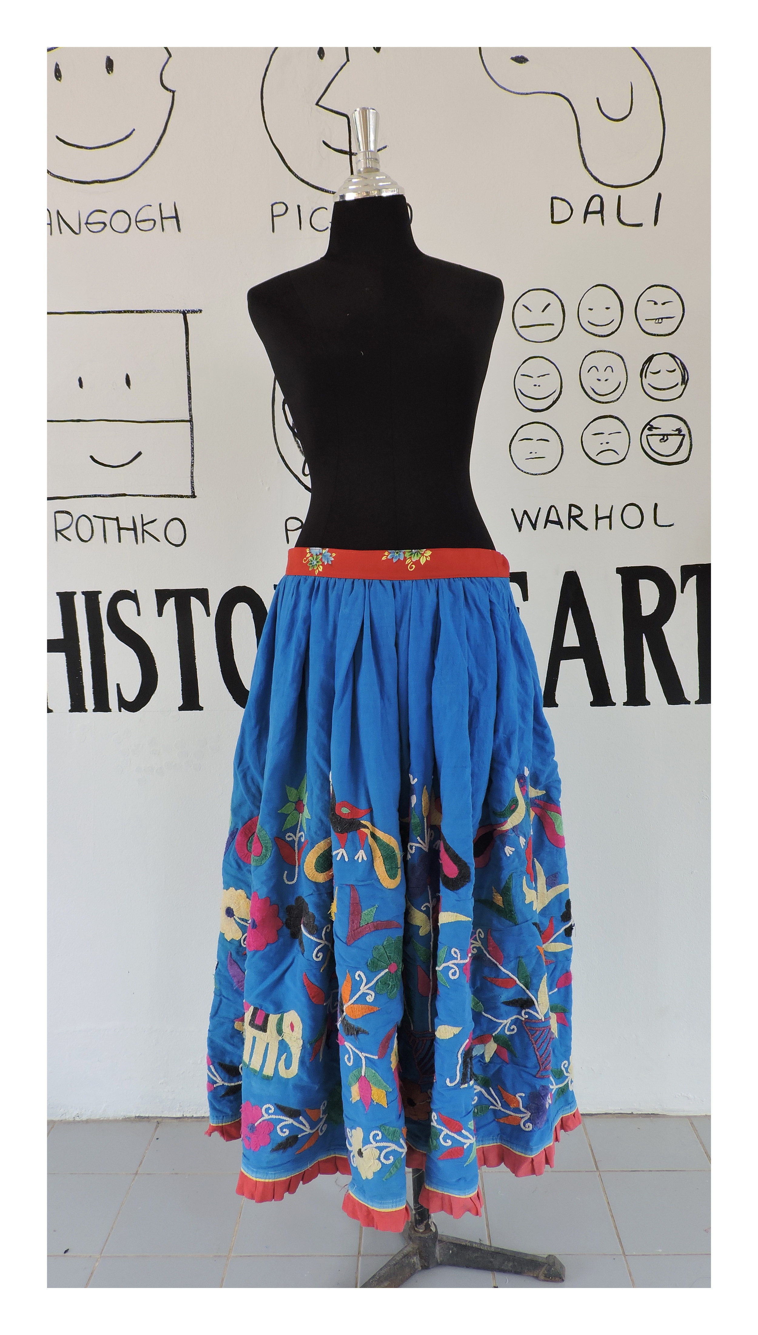 กระโปรงผ้าอินเดีย ผ้าปักมือ ฺBJS020 / Vintage Kuchi Tribal Belly Dance Mirror Skirt ฺBJS020