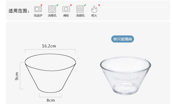 Pre-Orderชามแก้วใส ใส่สลัด ผลไม้ ก้นสอบ