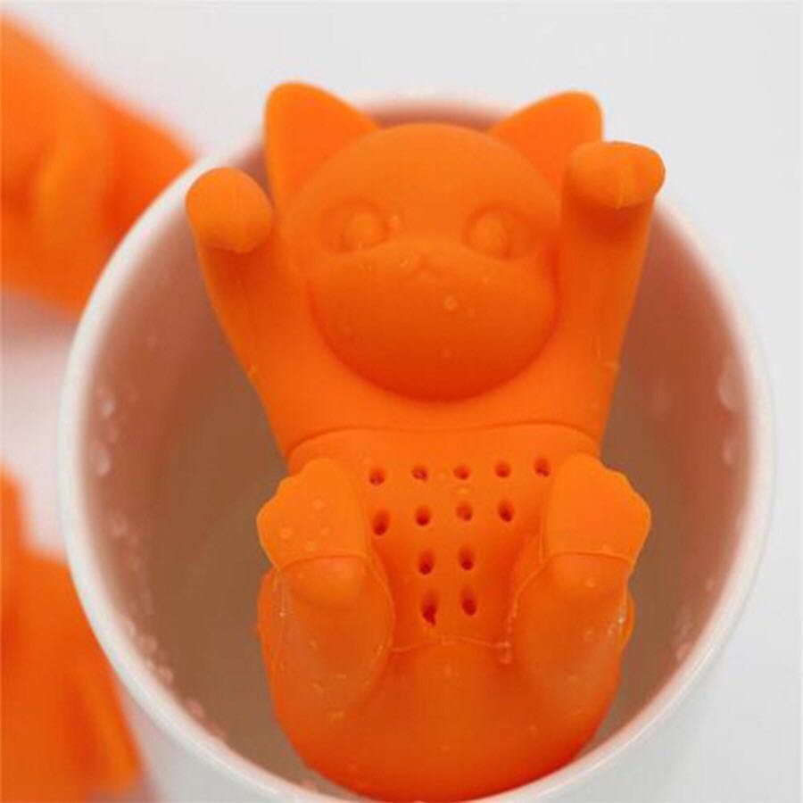 Pre-Order ที่กรองชา ซิลิโคน tea infuser ลายลูกแมว สีส้ม