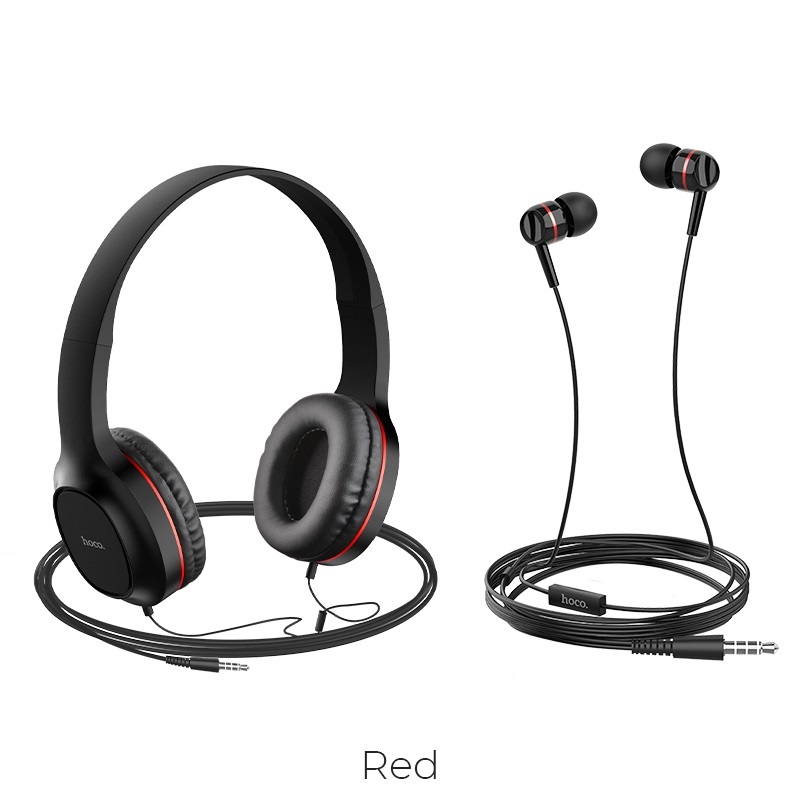 ชุดสุดคุ้ม หูฟัง Hoco Headphones “W24 Enlighten” wired with mic set with earphones