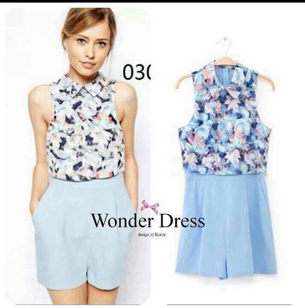 พร้อมส่ง จั๊มสูทสีฟ้าพลาสเทล ทรงสวย เสื้อผ้าแฟชั่น