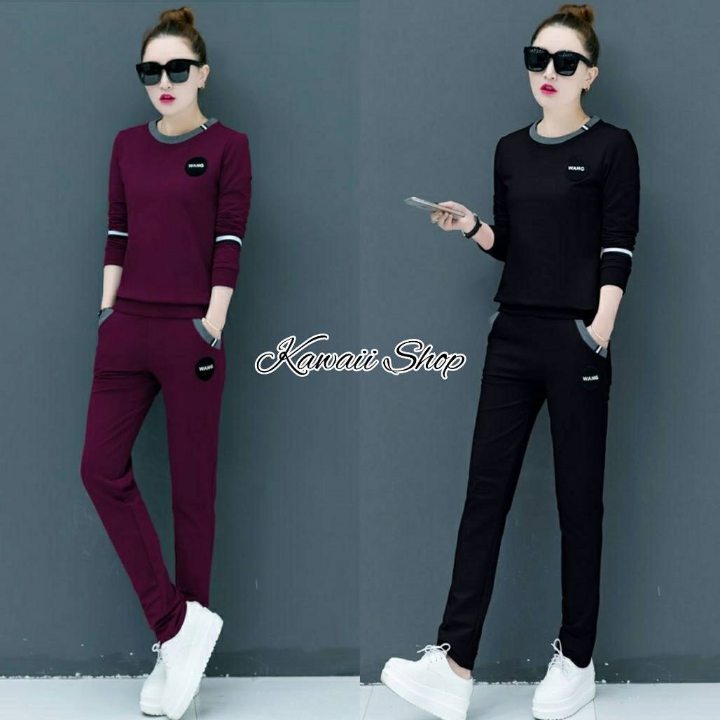 เสื้อผ้าแฟชั่นเกาหลี พร้อมส่ง Set วอม 2 ชิ้น แต่งอาร์ม