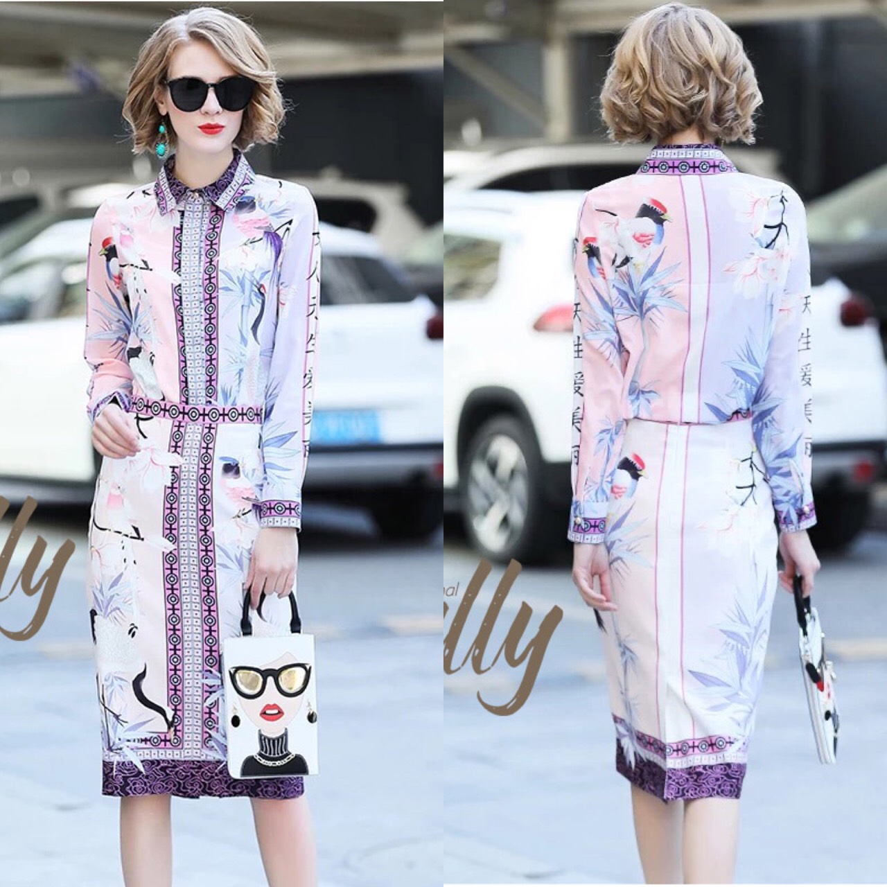 เสื้อผ้าเกาหลี พร้อมส่ง ผ้าเนื้ออย่างดี ซิลผสม polyester