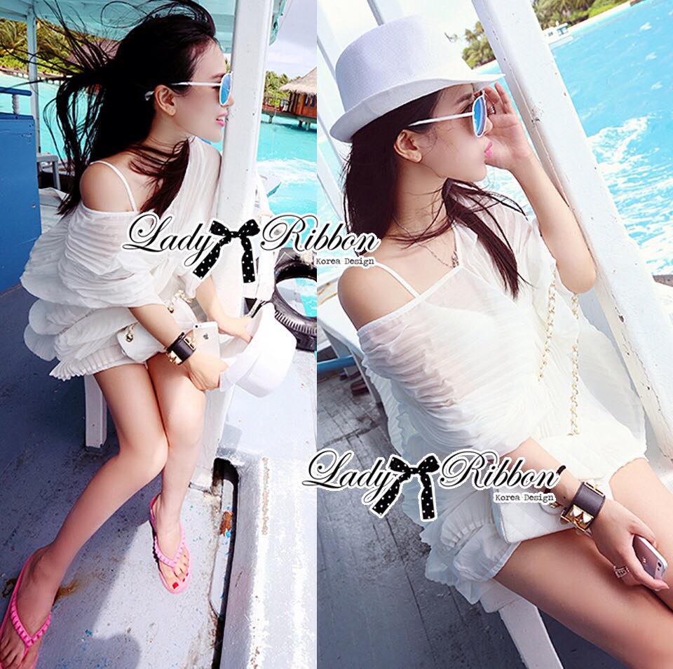 พร้อมส่ง จั้มสูทขาสั้นผ้าชีฟองจับพลีตสุดเซ็กซี่