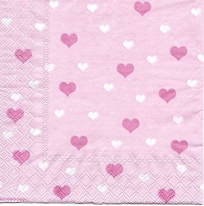 แนวภาพ Valentine หัวใจ ชมพู ขาว เป็นภาพกระจายเต็มแผ่น กระดาษแนพกิ้นสำหรับทำงาน เดคูพาจ Decoupage Paper Napkins ขนาด 33X33cm