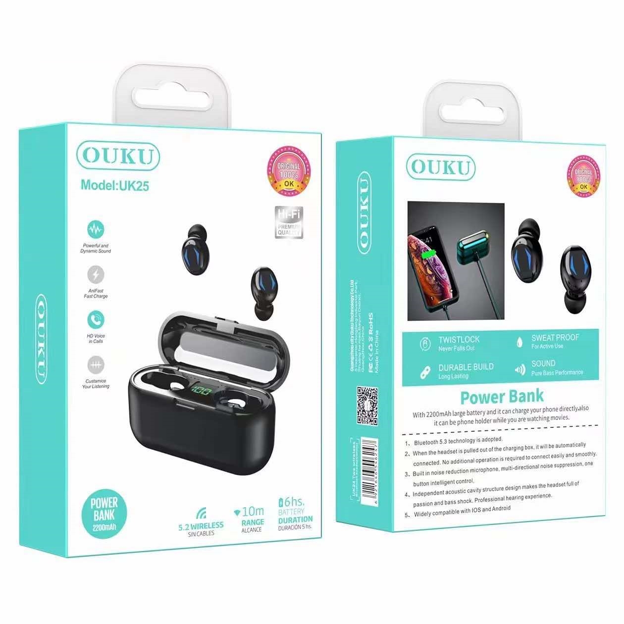 OUKU UK25 หูฟังบลูทูธ TWS Wireless headset หูฟังไร้สาย เชื่อมต่อง่าย ใช้งานสะดวก ของแท้ 100%
