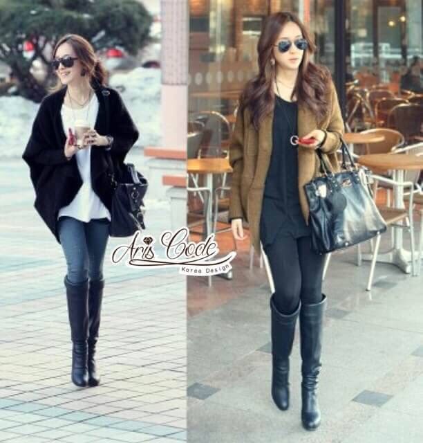 เสื้อเกาหลี พร้อมส่ง เสื้อคลุม แขนทรงค้างคาว