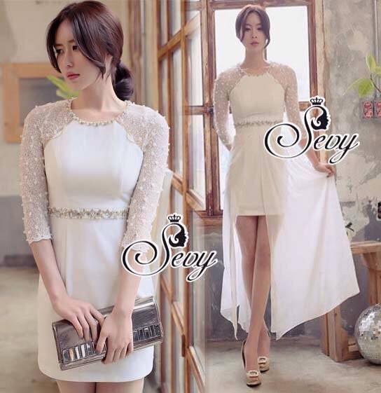 พร้อมส่ง เดรสออกงานสุดหรู รุ่นนี้ใช้ผ้าลูกไม้ฝรั่งเศษ