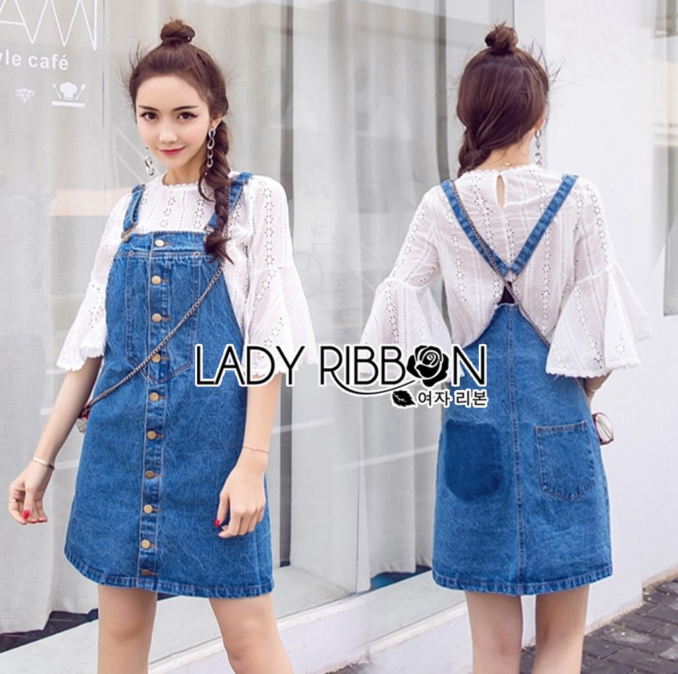 เสื้อผ้าเกาหลี พร้อมส่ง เสื้อแขนบานและเดรสเอี๊ยม
