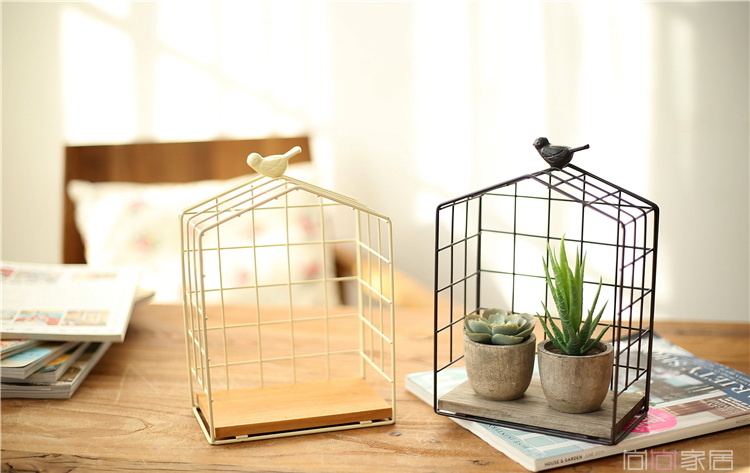 Pre-Order ชั้นวางของพื้นไม้ ทรงกรงนก แบบแขวนได้ Zakka มี 3 ขนาด มีสีดำ กับสีครีม
