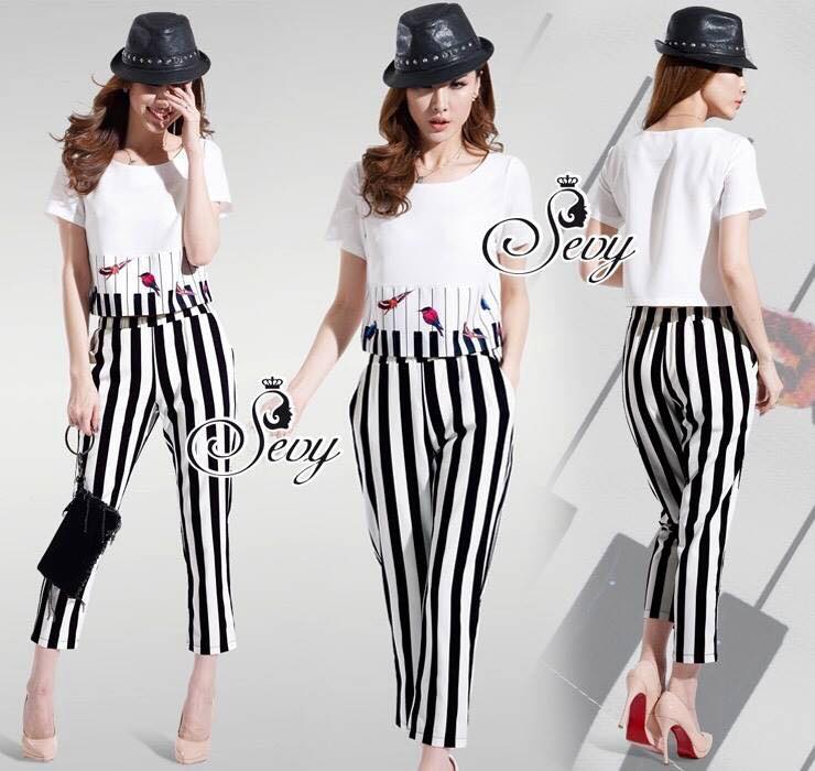 พร้อมส่ง เสื้อยืดคอกลมแขนสั้นพิมพ์ลายช่วงปลายเป็นรูปนก