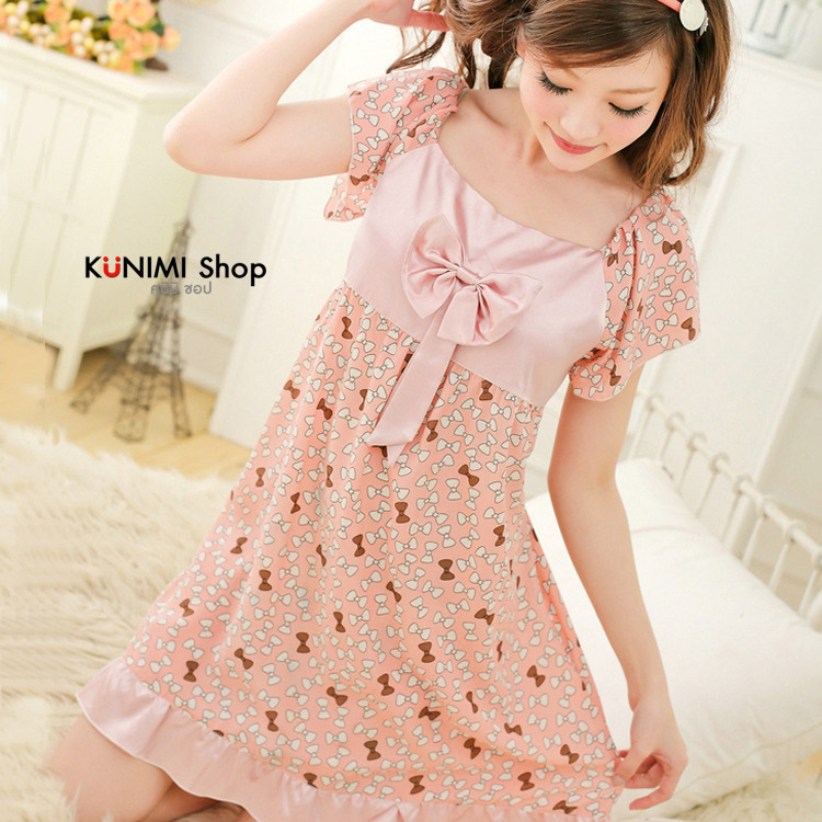 SP018 ชุดนอนกระโปรงสีส้ม สวยหวานน่ารัก