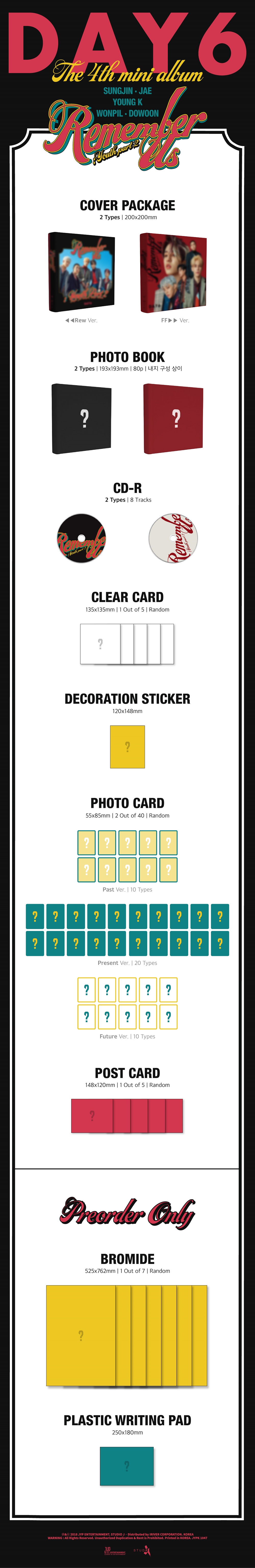 [Pre] DAY6 : 4th Mini Album - Remember Us : Youth Part 2 (Random Ver.) +Poster