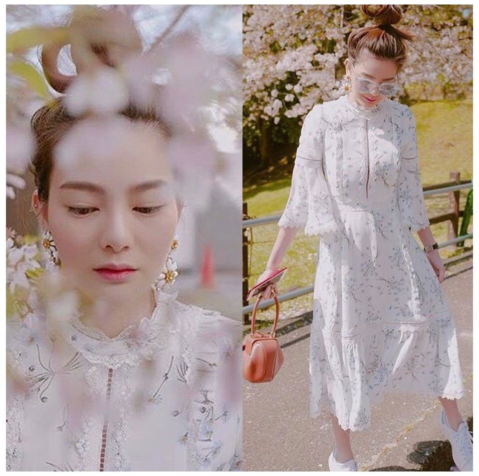 ชุดเดรสเกาหลี พร้อมส่ง เดรสยาวผ้า Chiffon