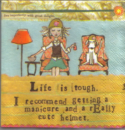 แนวภาพคำคม Life is Tough กระดาษแนพคินสำหรับทำงาน เดคูพาจ Decoupage Paper Napkins เป็นภาพ 4 บล๊อค ขนาด 25X25 ซม