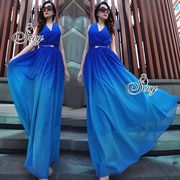 พร้อมส่ง Maxi กระโปรงทรงบาน ชุดเดรสเกาหลี