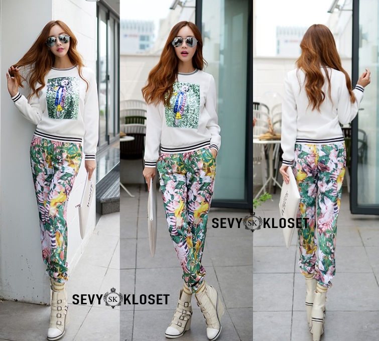 เสื้อผ้าเกาหลี พร้อมส่ง เสื้อกริตเตอร์โทนสีเขียววิ้งๆ