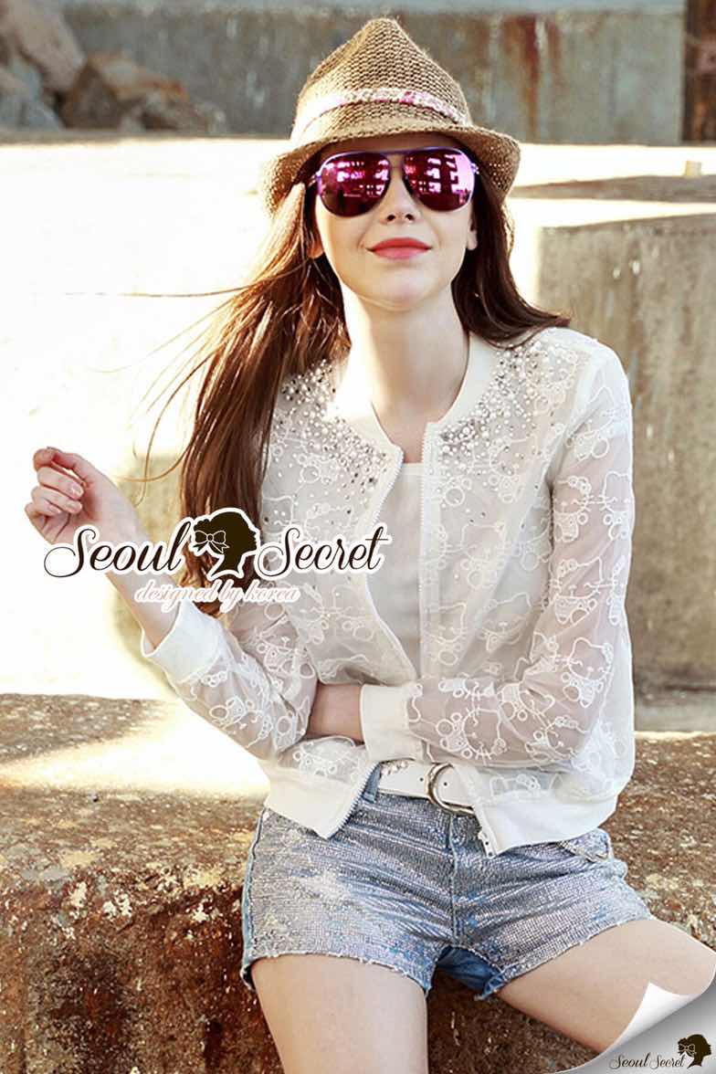 พร้อมส่ง เสื้อแจ็กเก็ตทอลายคิตตี้