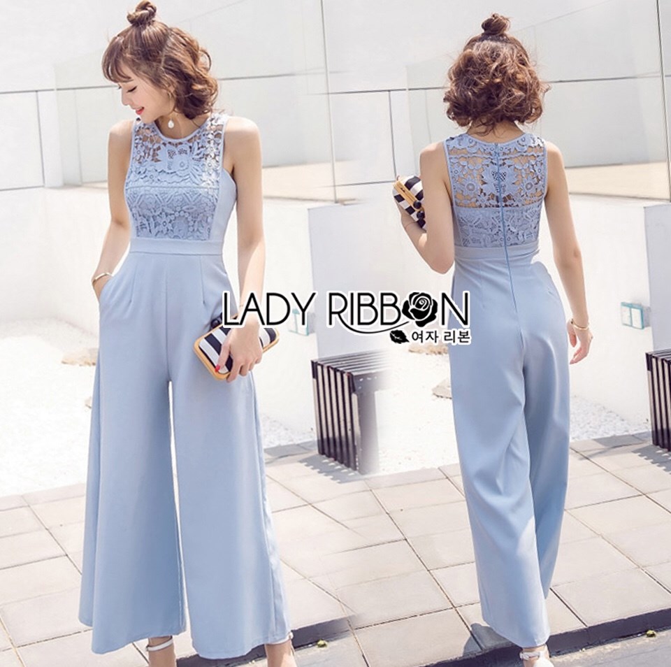 เสื้อผ้าเกาหลี พร้อมส่ง จัมป์สูทขายาวผ้าเครป