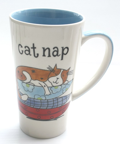 แก้วกาแฟทรงสูง ลาย Cat nap เจ้าแมวนอนหวด Whittard of Chelsea