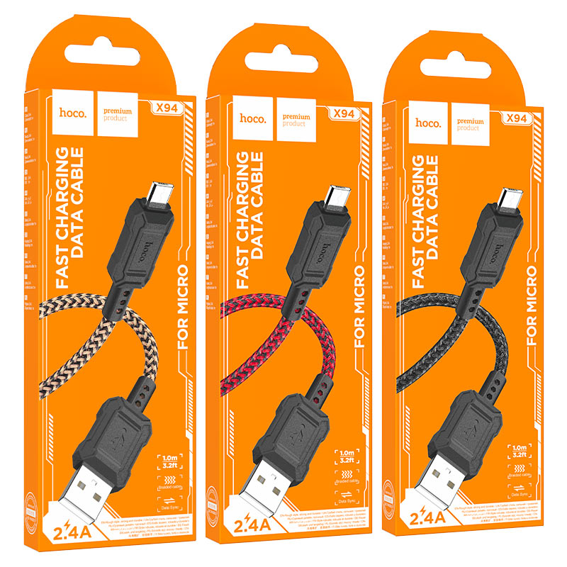 Hoco X94 Leader Cable USB to Micro-USB ชาร์จเร็ว สายไม่หักไม่งอ